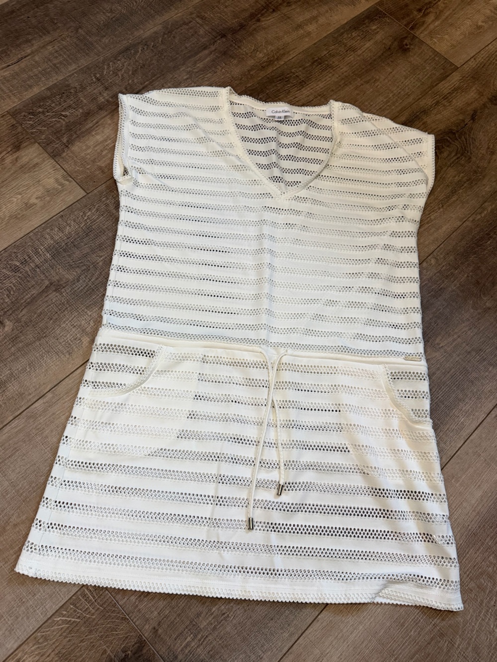 Calvin Klein S/M Women’s Cream Lace Stripe Cover Up